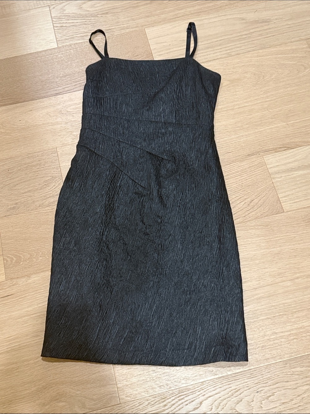 Etcetera Black Textured Spaghetti Strap Mini Dress